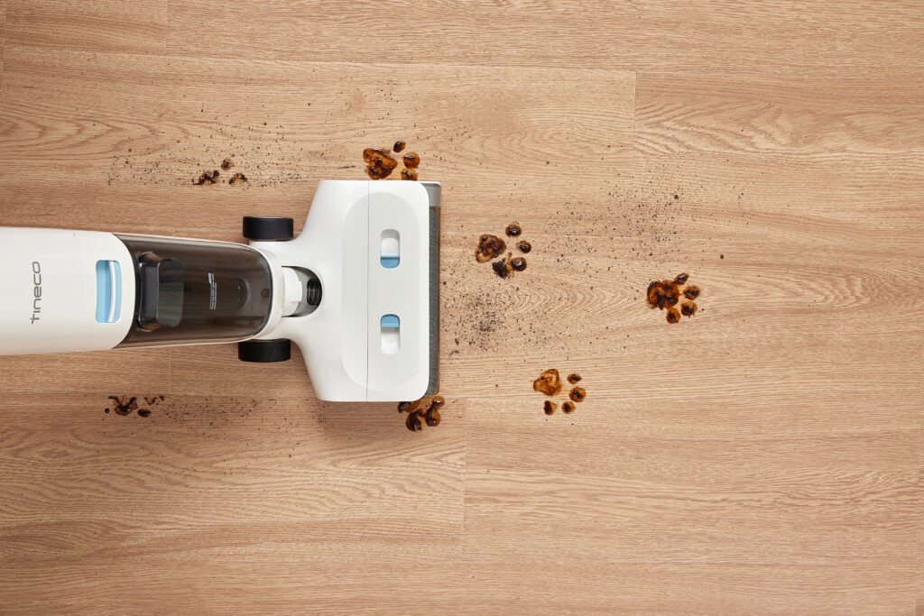 Tineco floor washer cleaning up pet prints