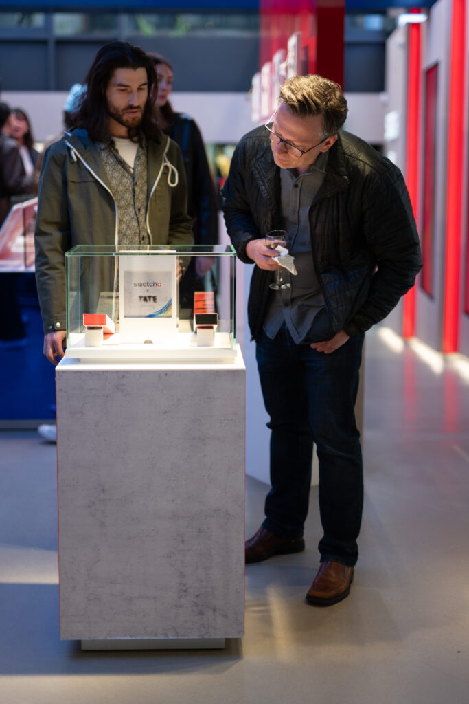 Swatch Vancouver Store Opening Party. Influencer checking out watches
