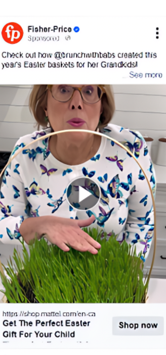 Fisher Price digital marketing ad - repurposed influencer content