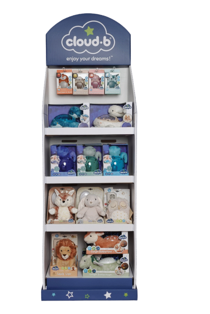 Cloud b product display stand showcasing toys in retail environment